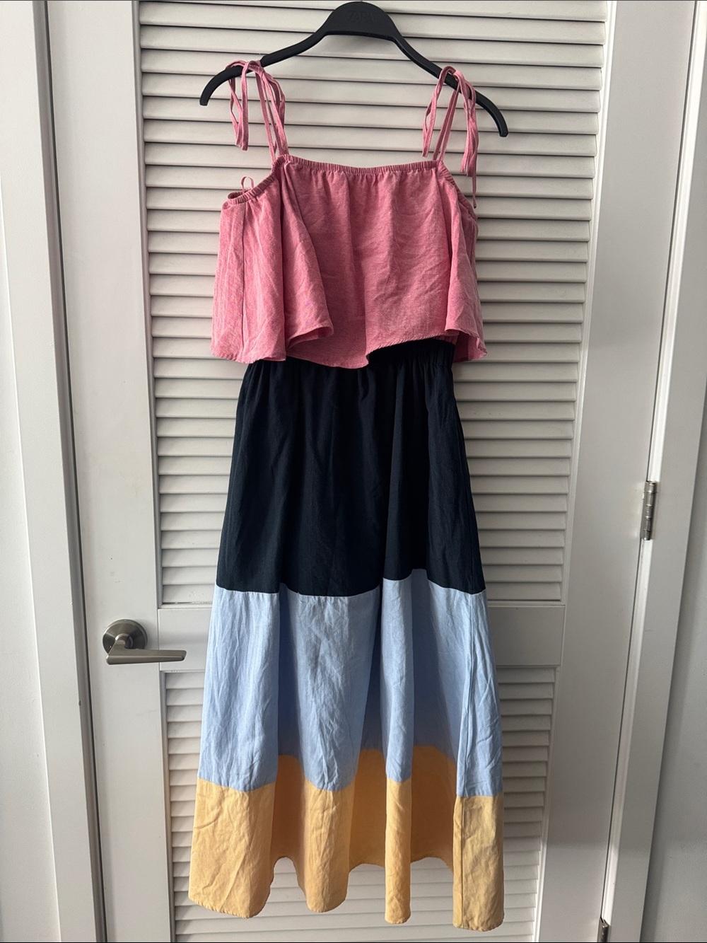 Cotton/linen blend sundress with pockets and spaghetti straps